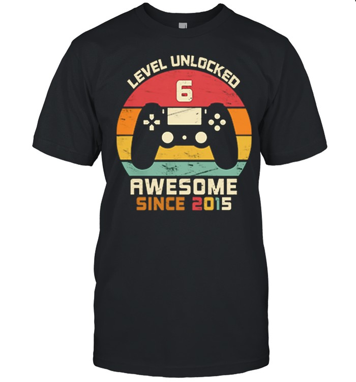 Level Unlocked 6 Awesome Since 2015 Vintage Retro shirt Classic Men's T-shirt