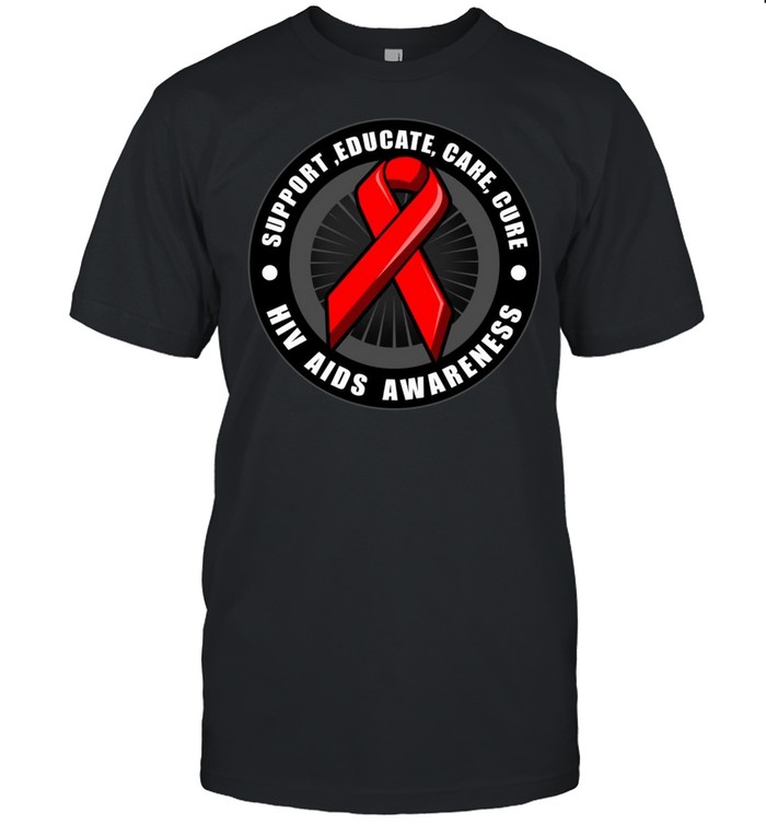 Aids Awareness  HIV Stigma Support Educate Care Cure  Classic Men's T-shirt