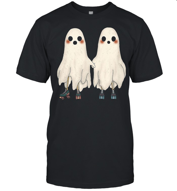 Spooky Ghost Cute Roller-Skating Ghost Couple  Classic Men's T-shirt