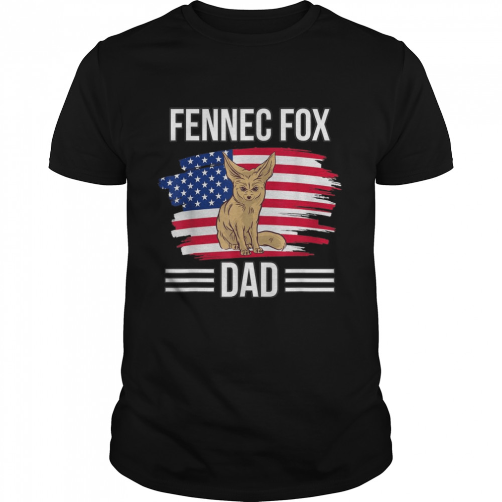 Fennec Fox US Flag 4th Of July Father’s Day Fennec Fox Dad shirt Classic Men's T-shirt