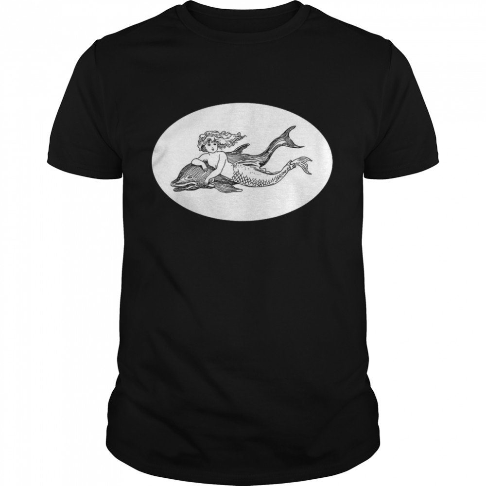 Jungernager Meerjungfrau Mit Delfin Vintage Retro T-shirt Classic Men's T-shirt