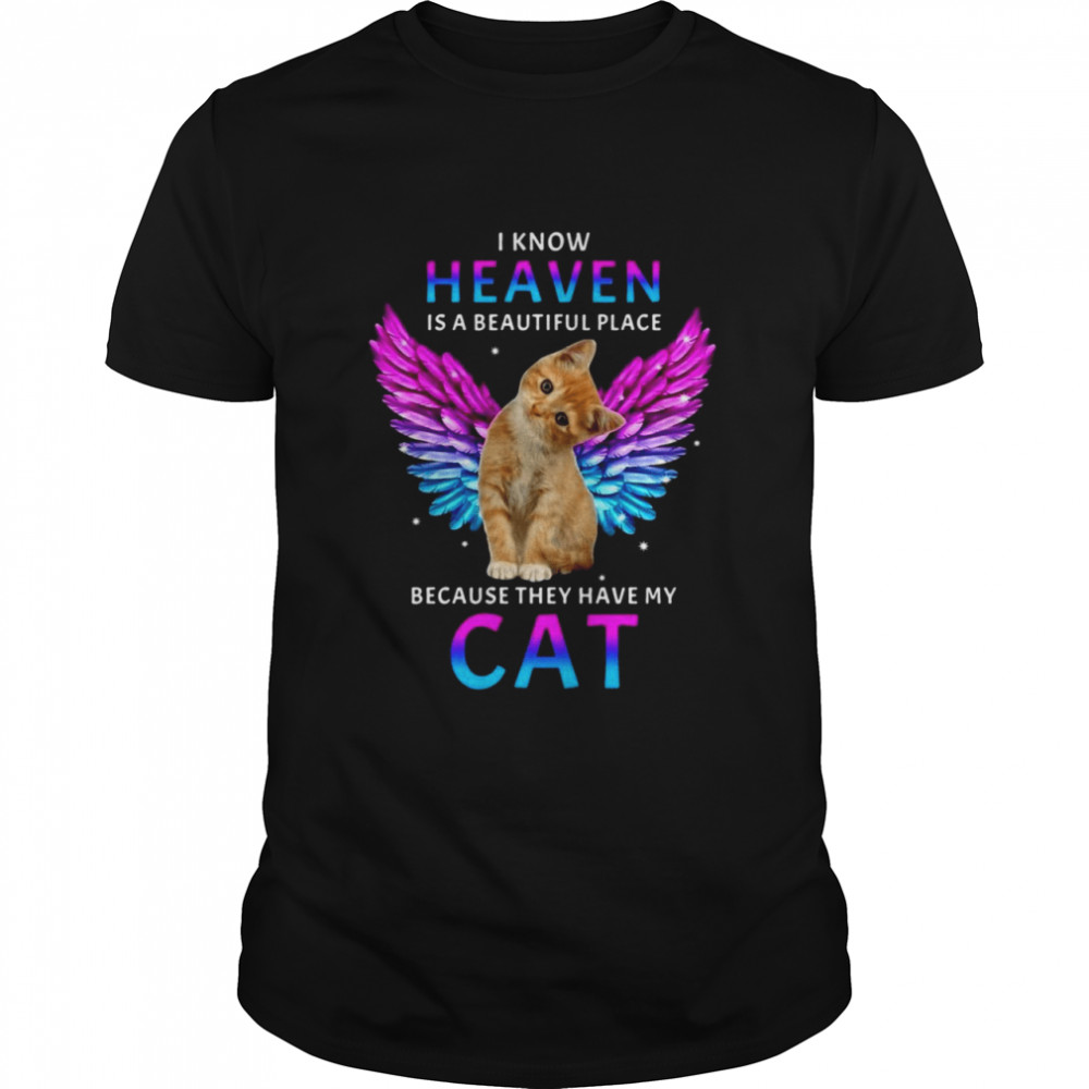 Cat Angel I Know Heaven Is A Beautiful Place Because They Have My Cat T-shirt Classic Men's T-shirt Cat Angel I Know Heaven Is A Beautiful Place Because They Have My Cat T-shirt Classic Men's T-shirt