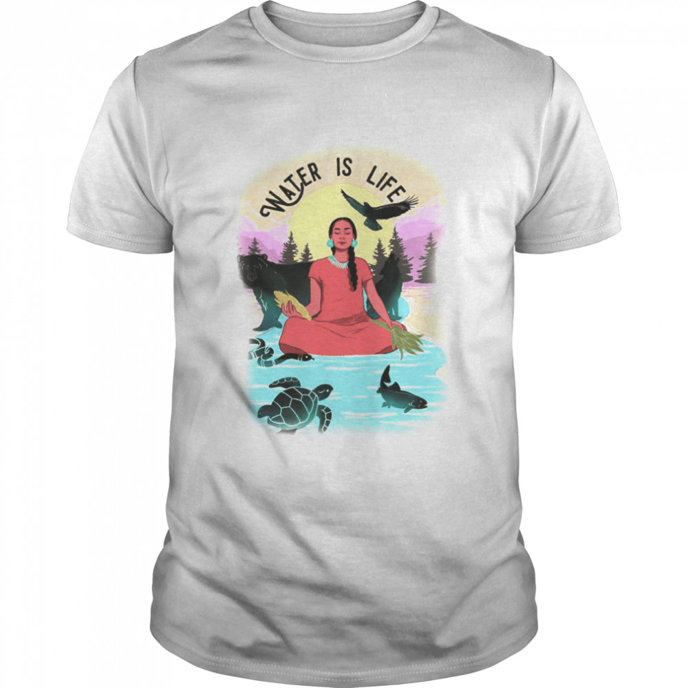 Grace Kwinjeh Water Is Life Native American T-shirt Classic Men's T-shirt