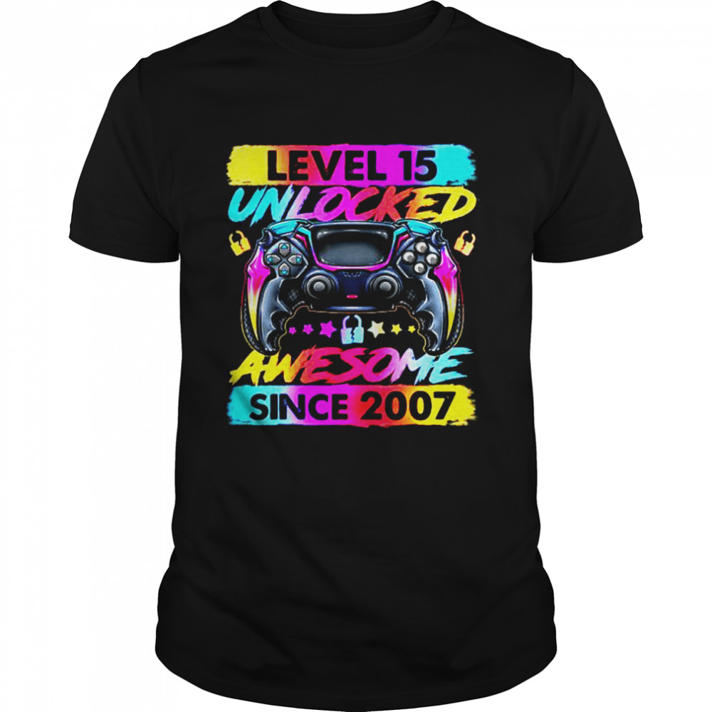 Level 15 Unlocked Awesome Since 2007 15th Birthday Gaming T  Classic Men's T-shirt