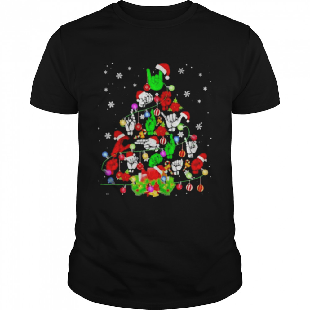 Santa Sign Language Tree Light 2021 Christmas shirt Classic Men's T-shirt
