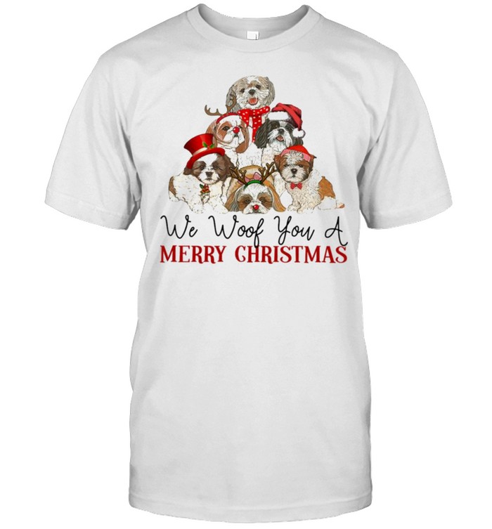 Shih Tzu Dogs Santa we woof You a Merry Christmas  Classic Men's T-shirt