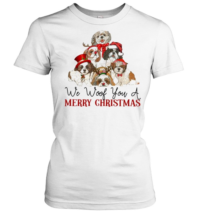 Shih Tzu Dogs Santa we woof You a Merry Christmas  Classic Women's T-shirt