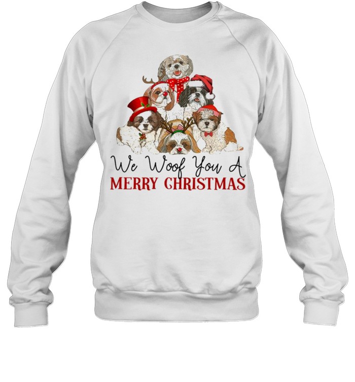 Shih Tzu Dogs Santa we woof You a Merry Christmas  Unisex Sweatshirt