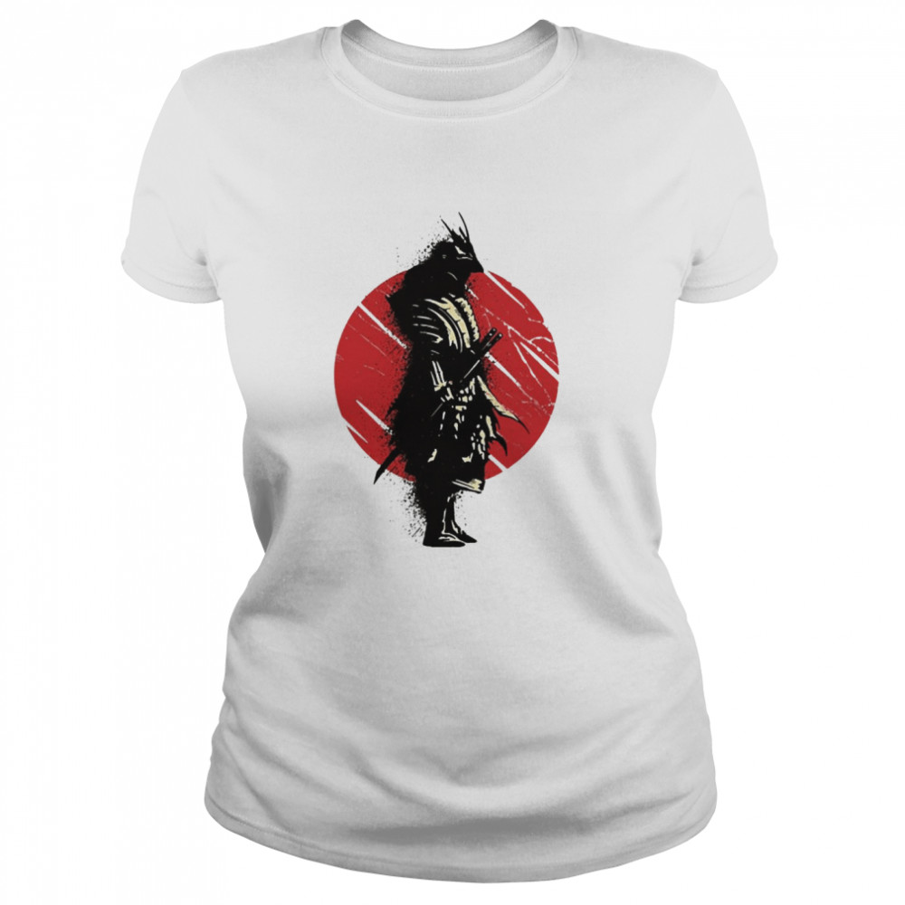 Japanese Samurai Ink Splatter Graphic  Classic Women's T-shirt