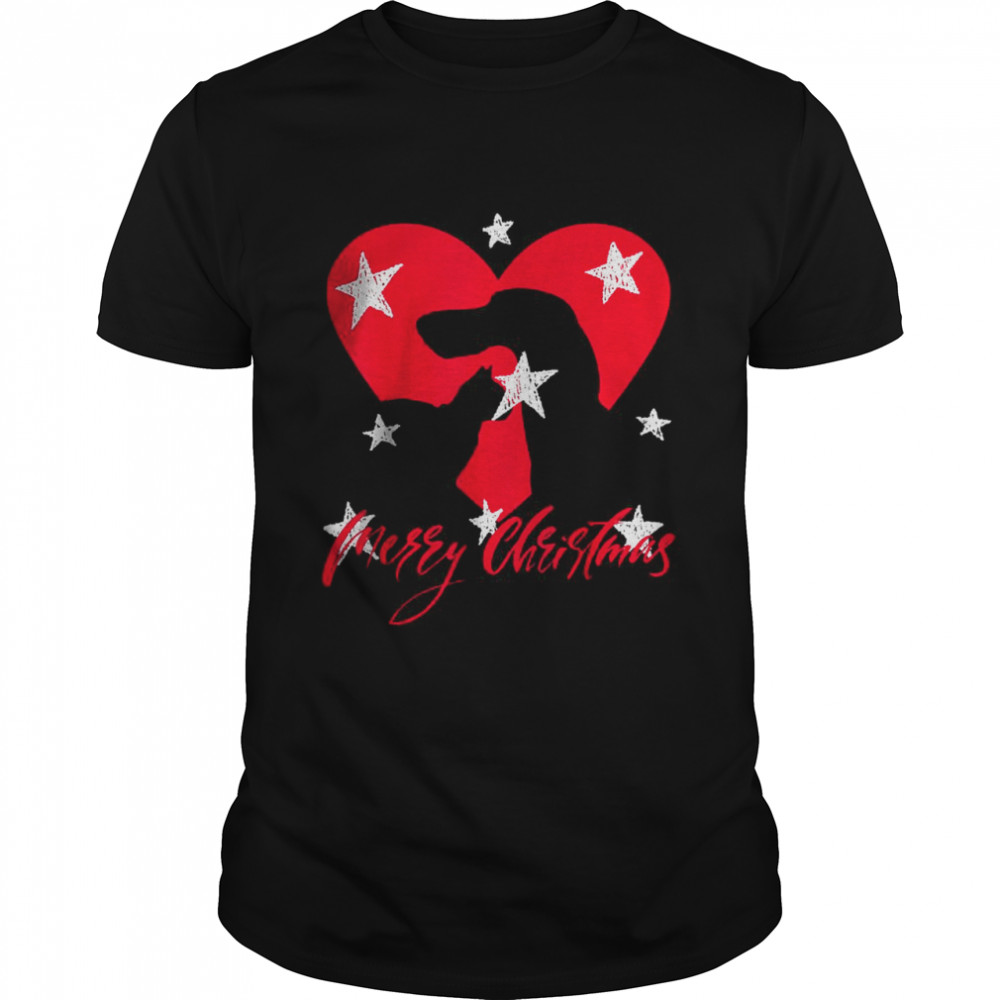 Merry Weiner Christmas Dog Cat Lover Heart T- Classic Men's T-shirt