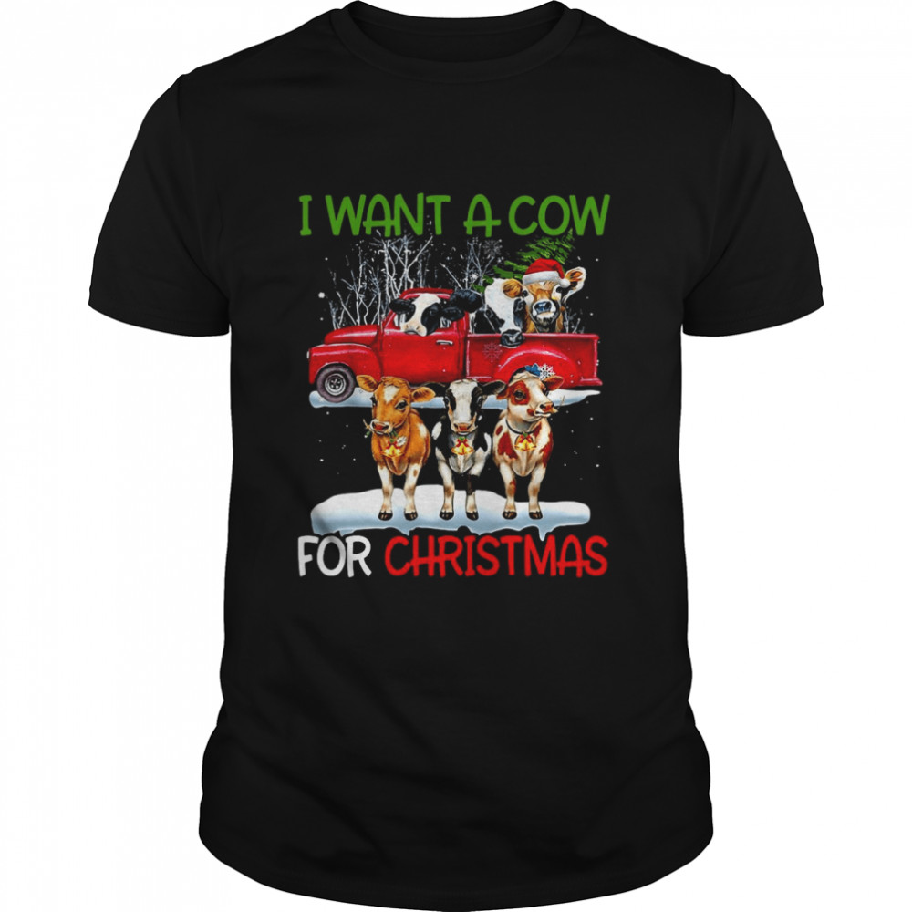 Cows Santa I Want A Cow For Christmas  Classic Men's T-shirt