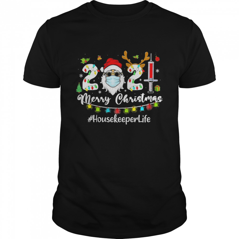 Santa Claus Face Mask 2021 Merry Christmas Housekeeper Life Sweater  Classic Men's T-shirt