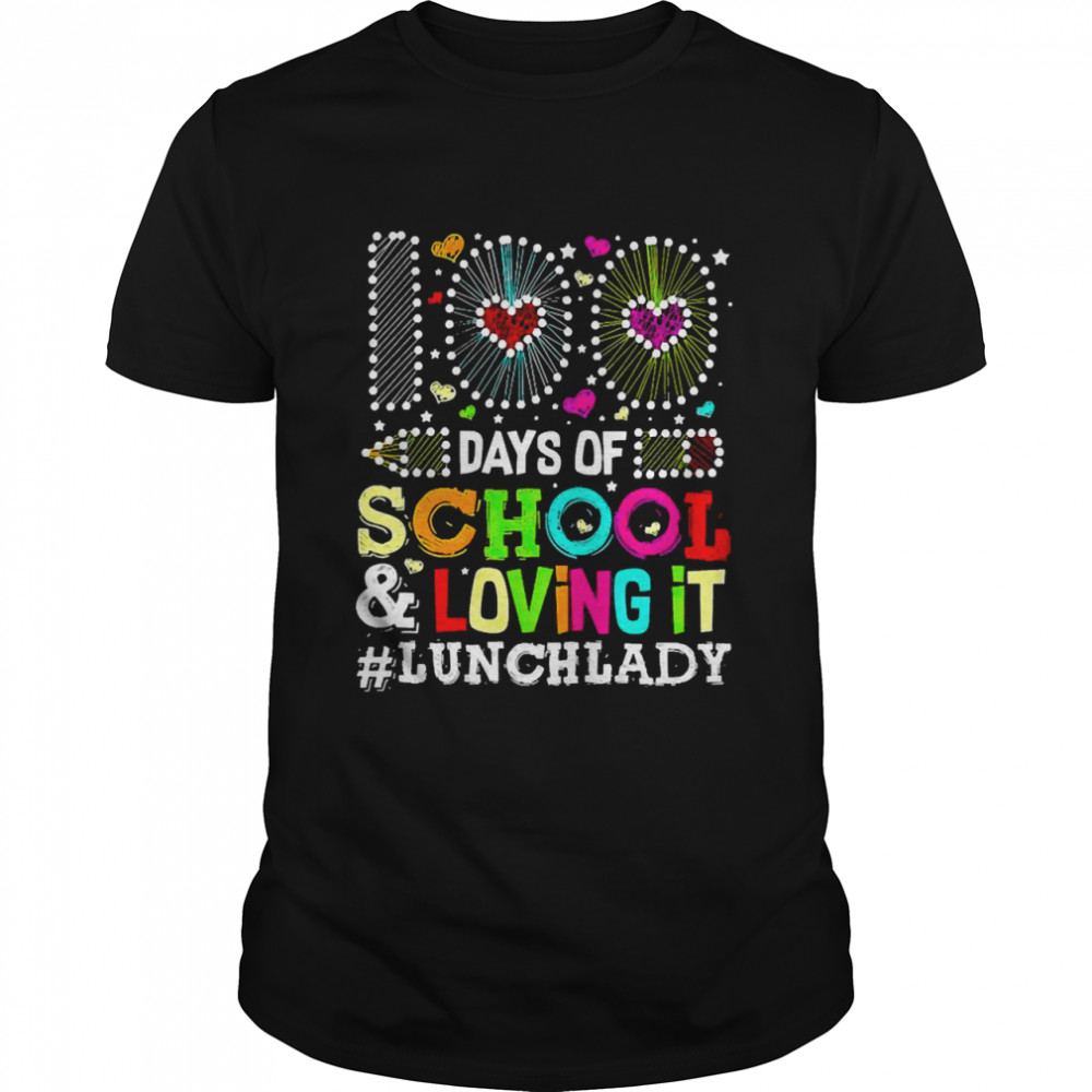 Happy 100 Days Of School And Loving It Lunch Lady  Classic Men's T-shirt