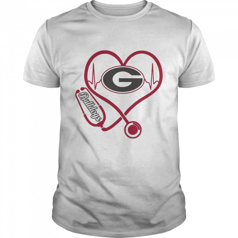 Nurse Love Georgia Bulldogs Heartbeat  Classic Men's T-shirt