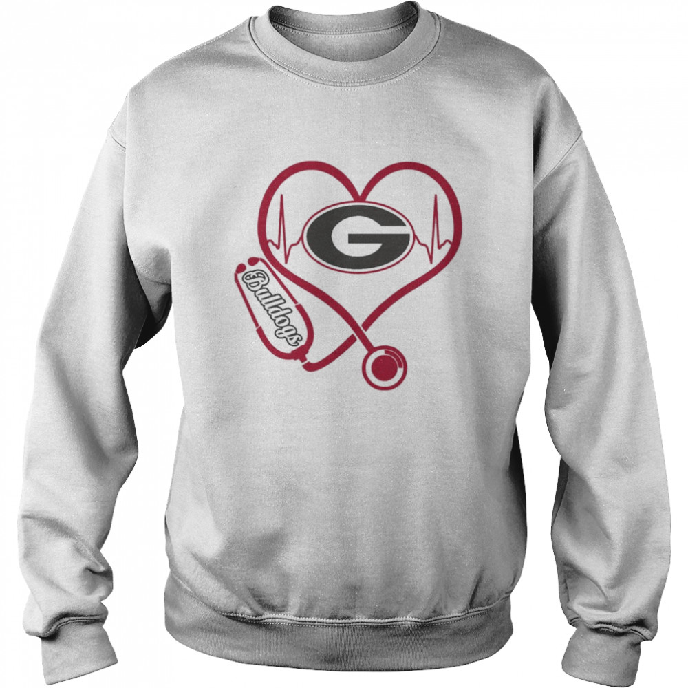Nurse Love Georgia Bulldogs Heartbeat  Unisex Sweatshirt