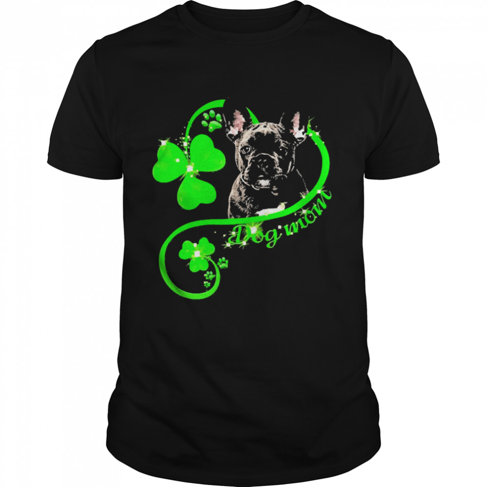 St Patricks Day Lucky Mom Black French Bulldog  Classic Men's T-shirt