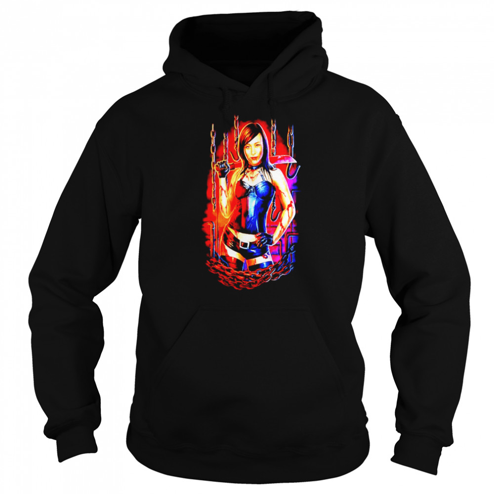 Danielle Harris Leather and Chains shirt Unisex Hoodie