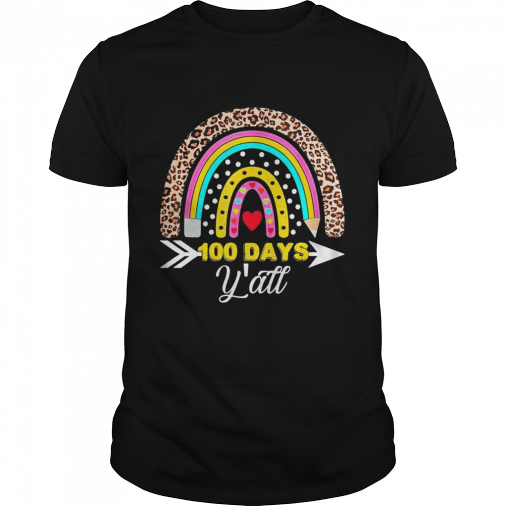 Leopard Rainbow 100 Days Yall 100th Day Of School Teacher shirt Classic Men's T-shirt