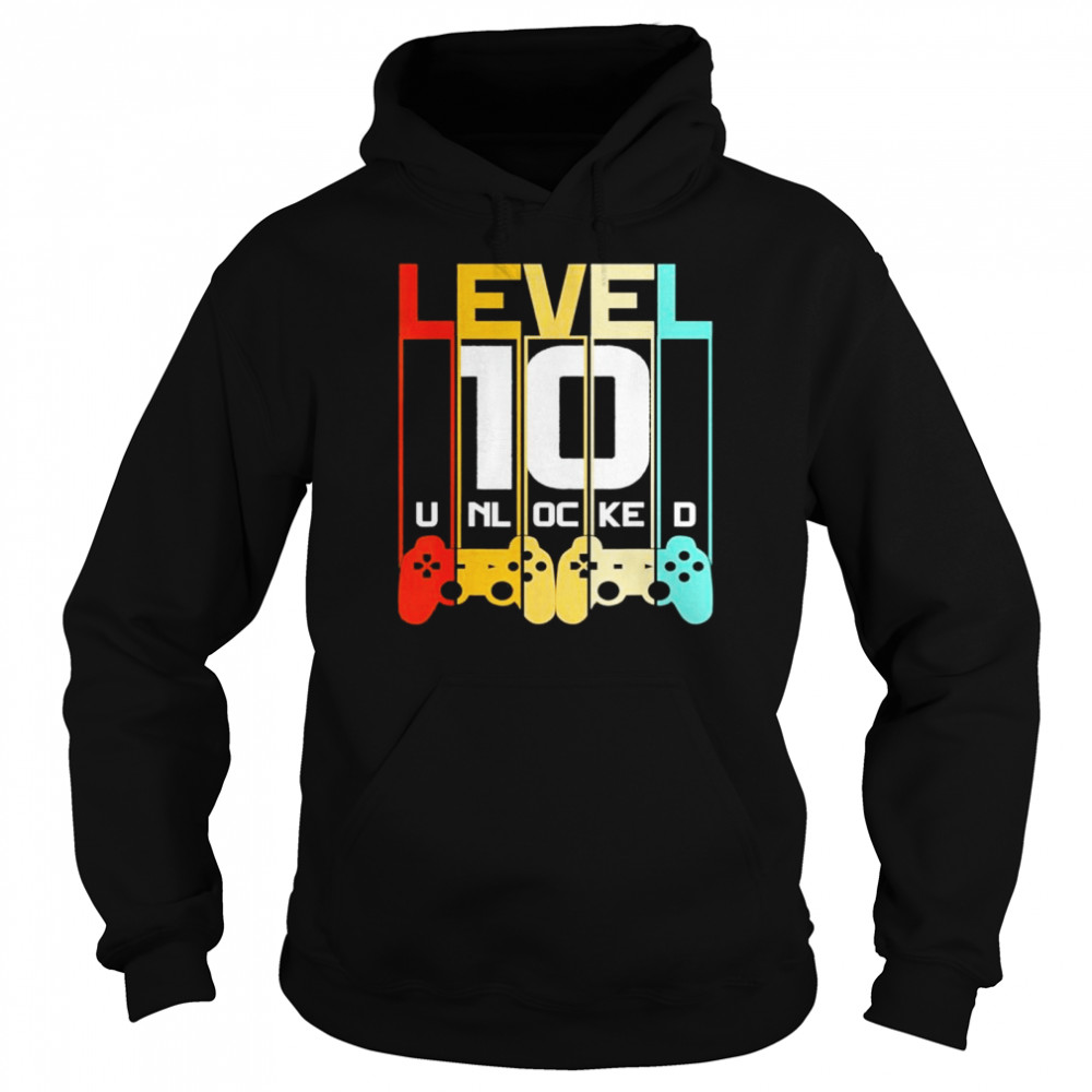 Level 10 Unlocked 10th Birthday Matching Video Game shirt Unisex Hoodie