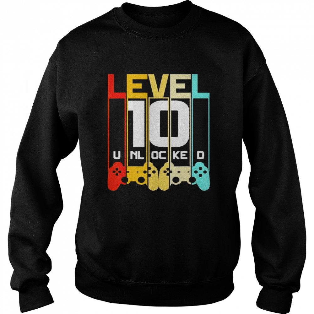 Level 10 Unlocked 10th Birthday Matching Video Game shirt Unisex Sweatshirt