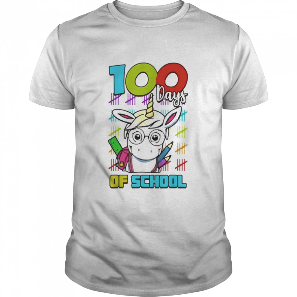 100 Days Of School Unicorn 100 Days Smarter 100th Day  Classic Men's T-shirt