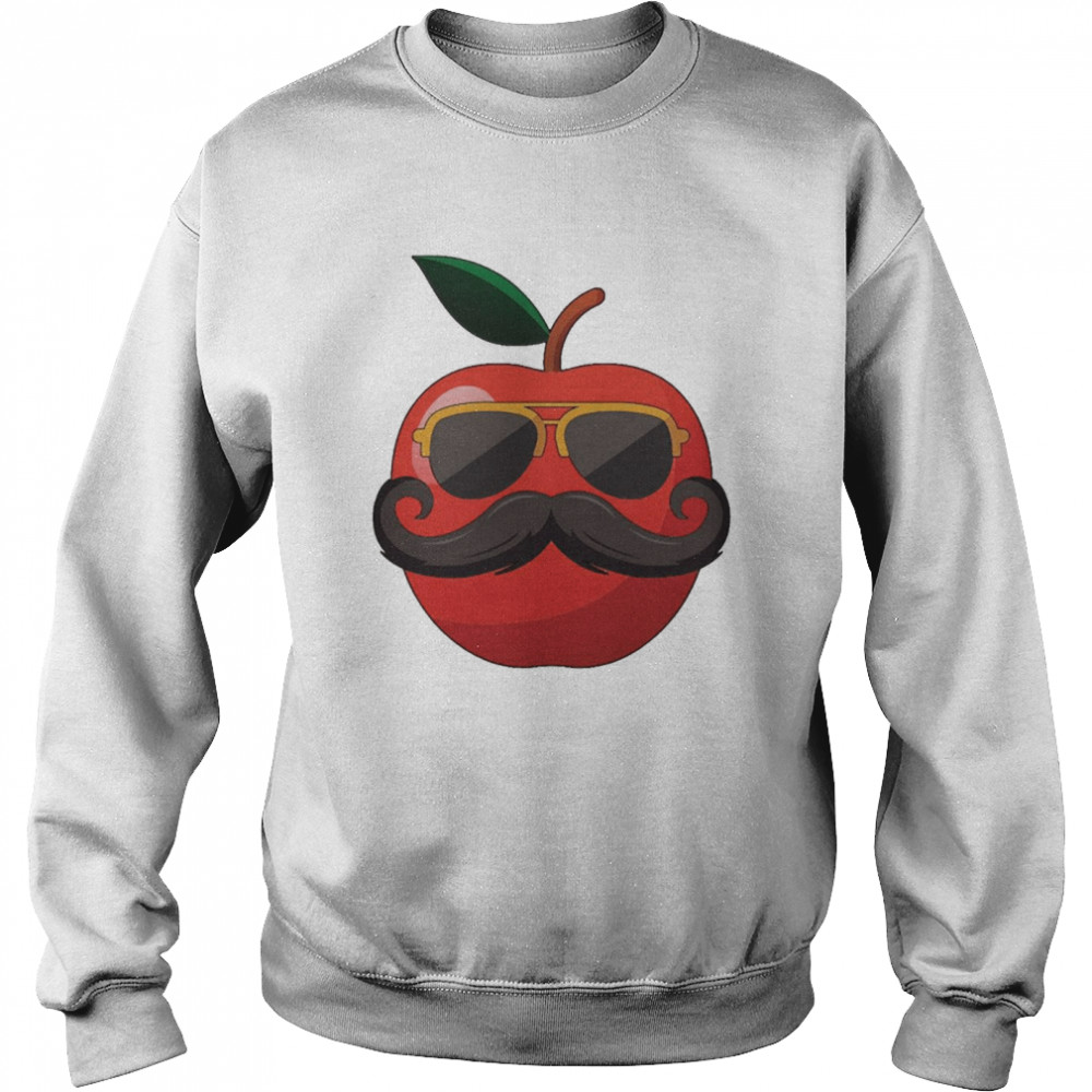 Apple Mustache Tshirt Funny Cool Apple Fruit With Mustache  Unisex Sweatshirt