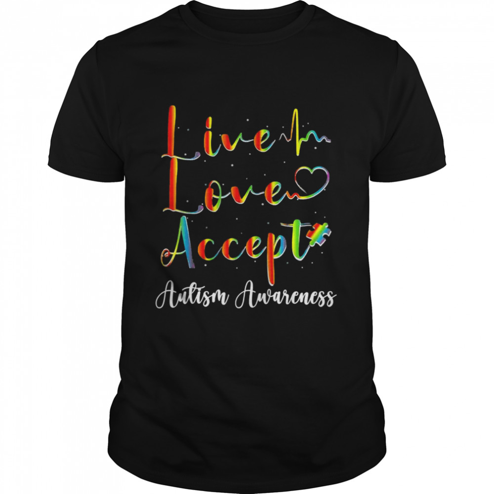 Live Love Accept Autism Awareness Colorful  Classic Men's T-shirt