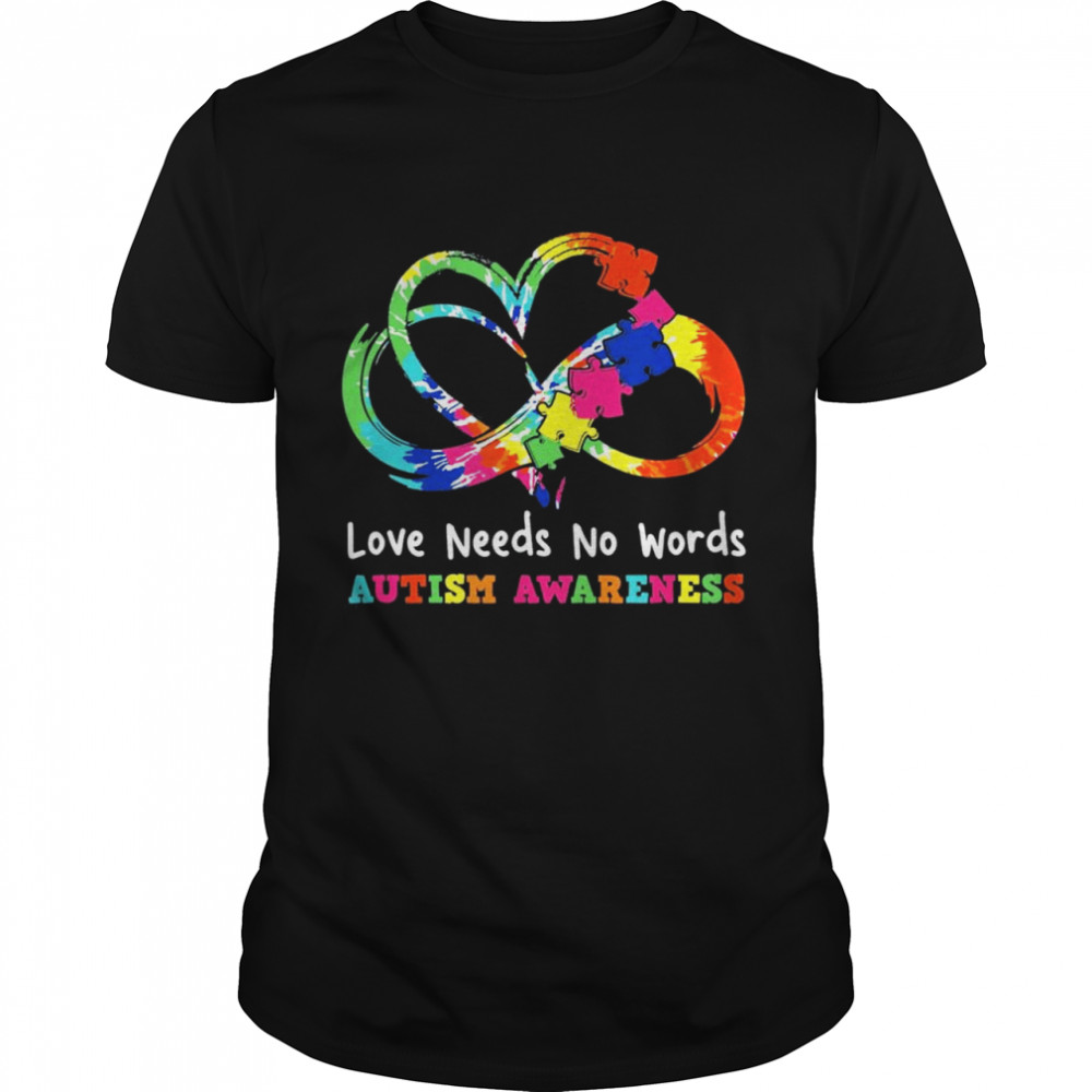 Love Needs No Words Heart Puzzle Autism Awareness  Classic Men's T-shirt