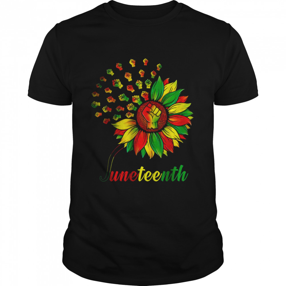 Juneteenth Fist Sunflower Black African American T- Classic Men's T-shirt