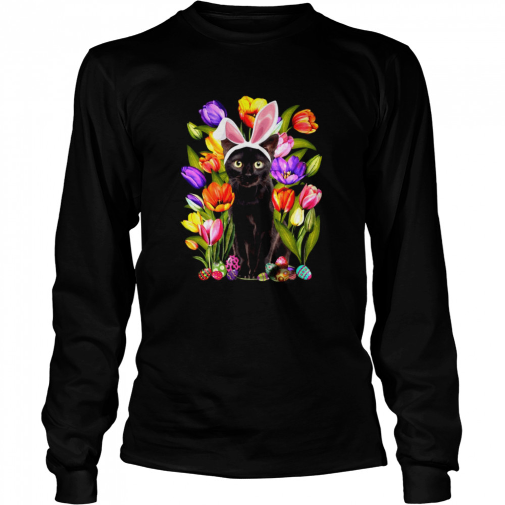 Cat And tulip easterday shirt Long Sleeved T-shirt