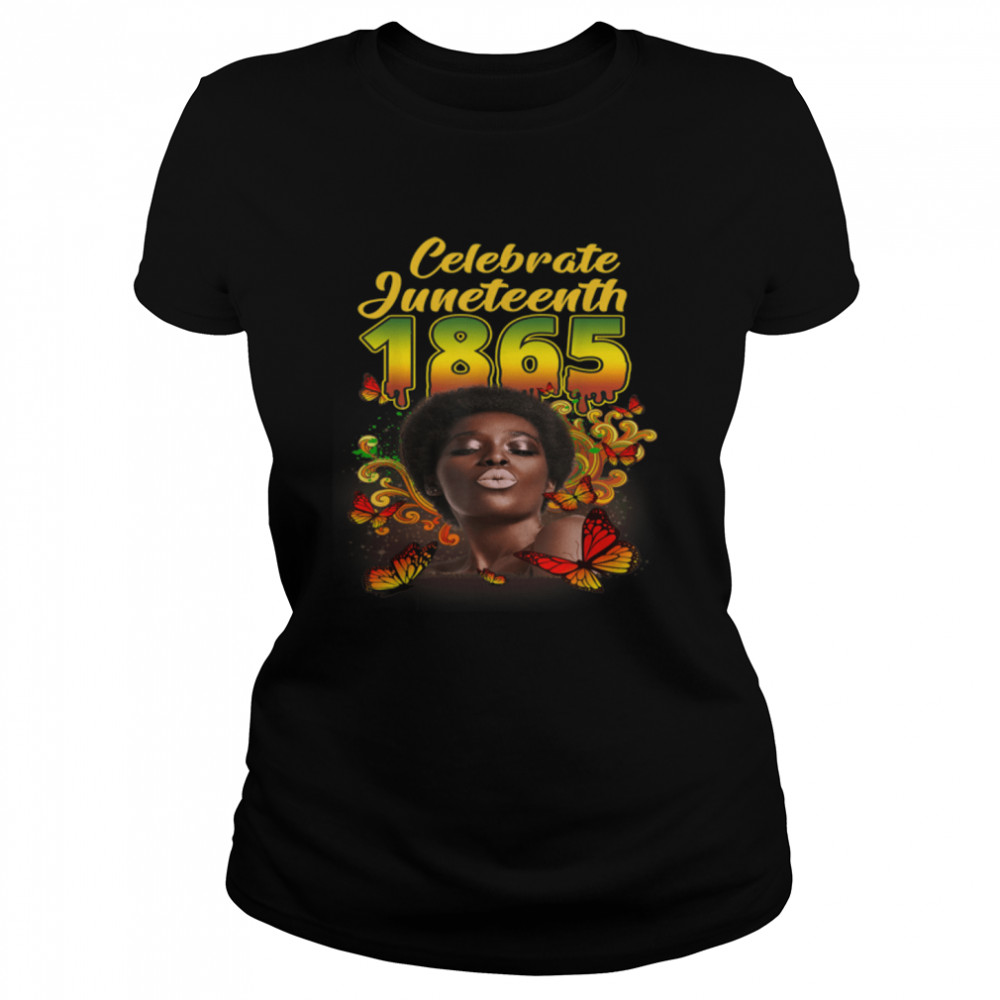 Celebrate Juneteenth Messy Bun Black Women Melanin Pride T- B0B3DPGD8M Classic Women's T-shirt
