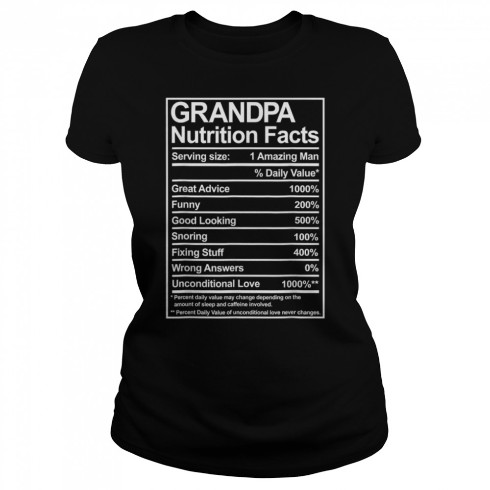 Grandpa Nutrition Facts Funny Thoughtful Sweet Fathers Day T- B0B3DSKM29 Classic Women's T-shirt