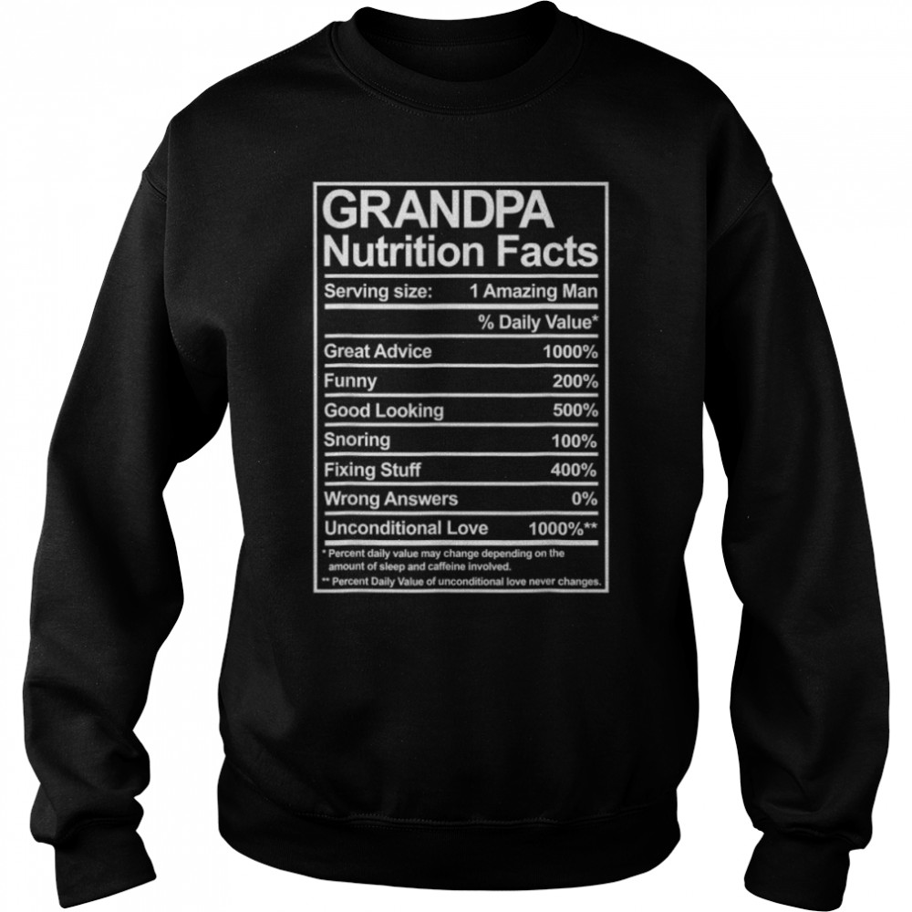 Grandpa Nutrition Facts Funny Thoughtful Sweet Fathers Day T- B0B3DSKM29 Unisex Sweatshirt