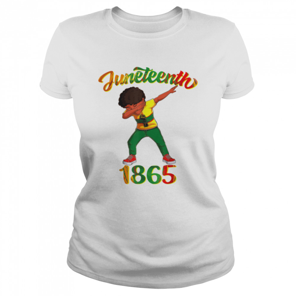 Juneteenth 1865 Dab Black Boy Brown Skin Afro American Boys T- B0B3DMRDRL Classic Women's T-shirt