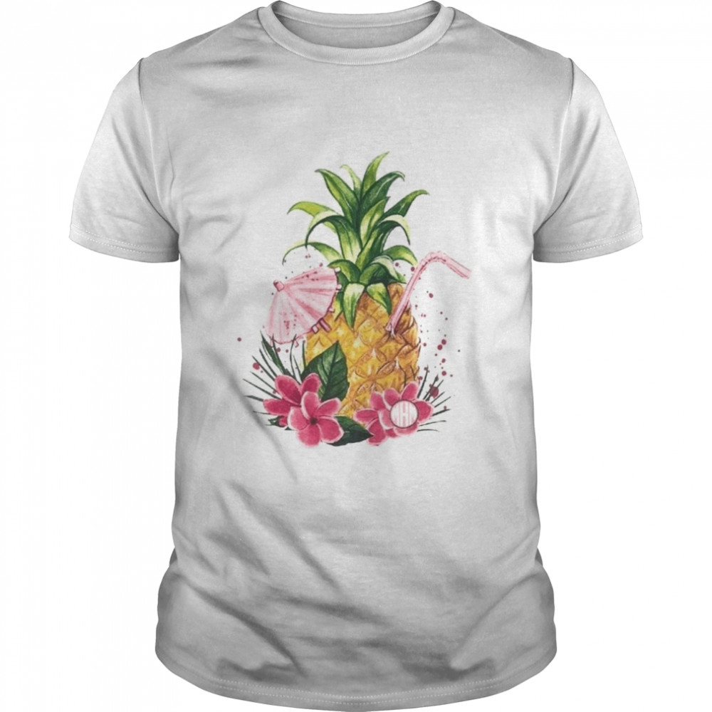 Monogrammed Tropical Pineapple Graphic  Classic Men's T-shirt