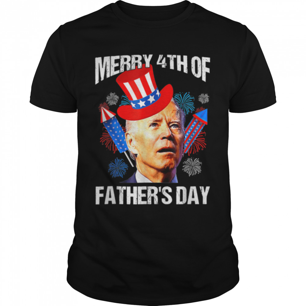Vintage Merry 4th Of Fathers Day Funny Fourth Of July T- B0B3DPVPN7 Classic Men's T-shirt