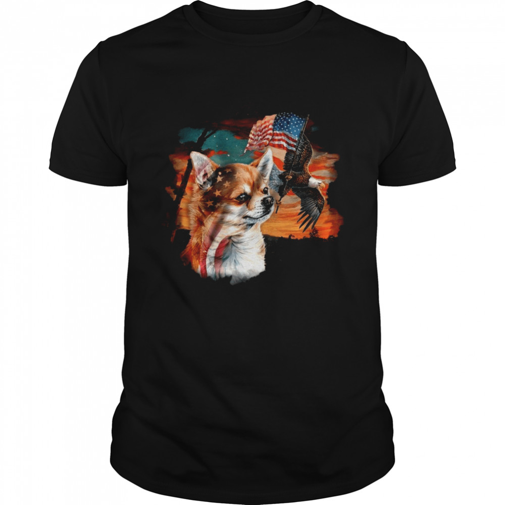 American Flag Chihuahua Eagle Shirt