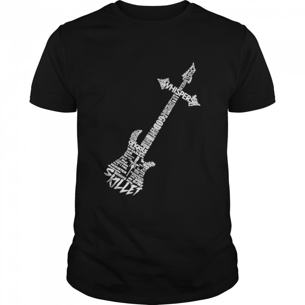 Skillet Guitar Typography On Black Graphic Shirt