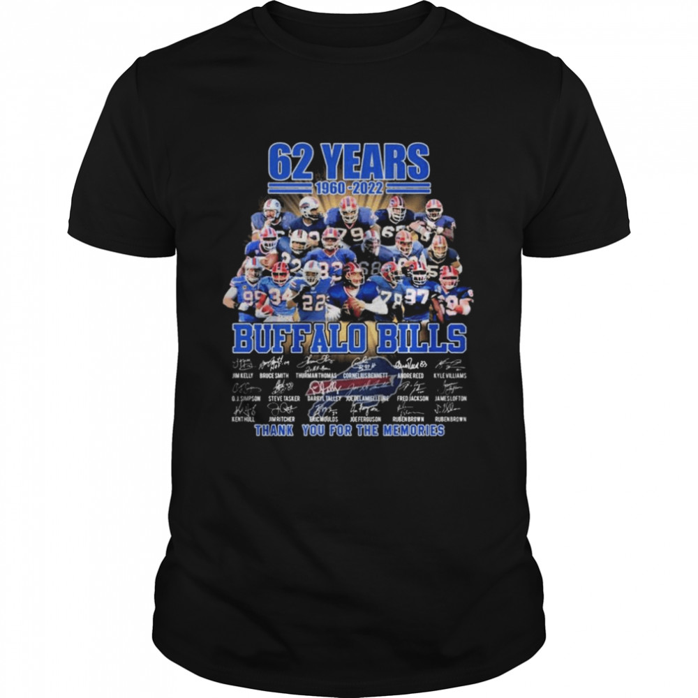 1960-2022 62 Years Buffalo Bills Thank You For The Memories Signatures Shirt