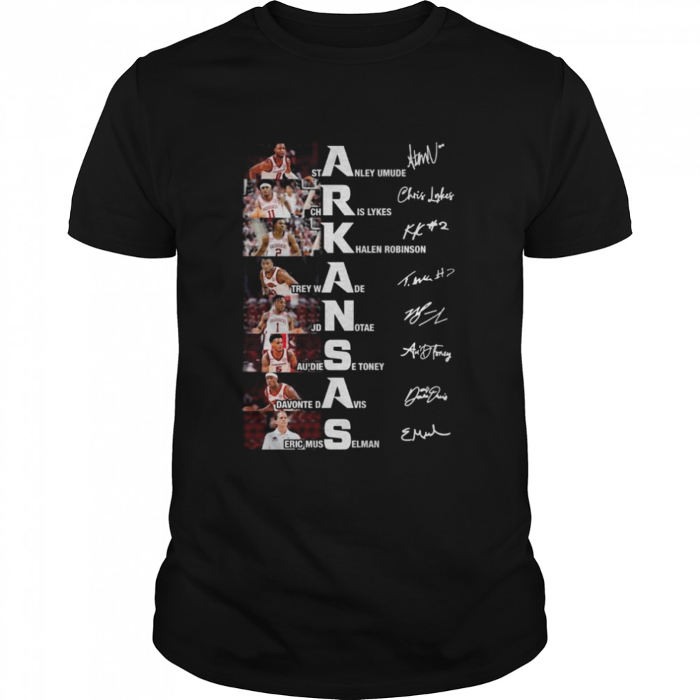 Arkansas Razorbacks Stanley Umude Chris Lykes and Khalen Robinson signatures shirt