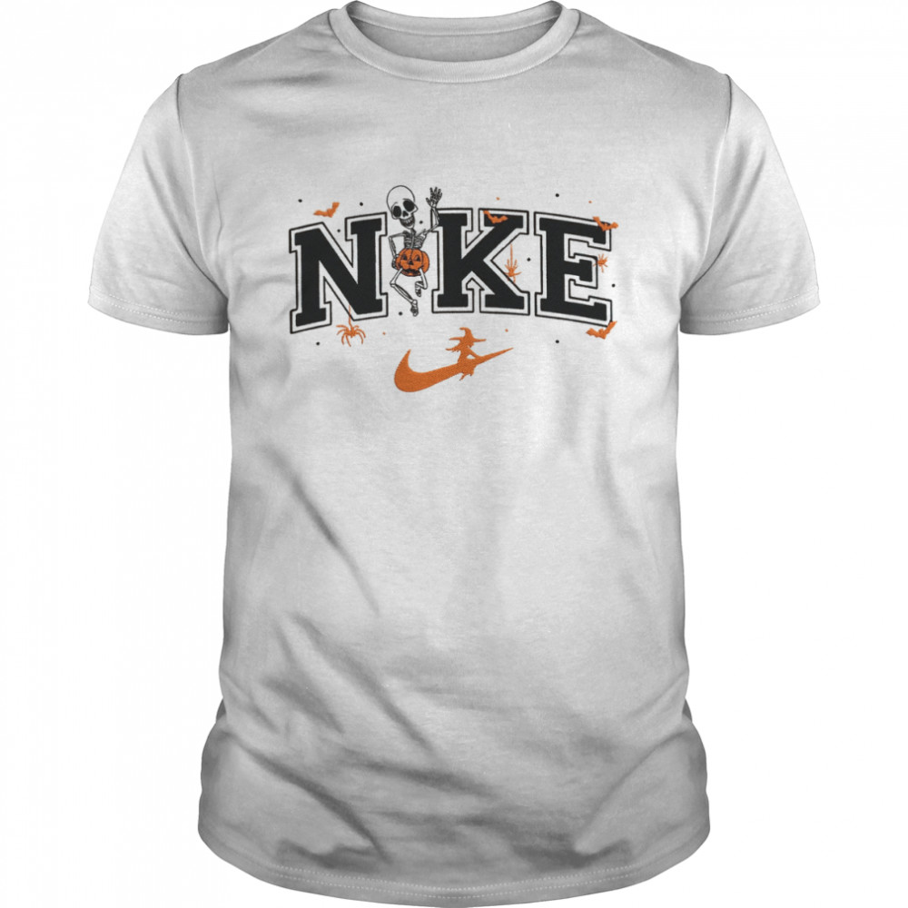 Halloween Skeleton Pumpkin Witch Nike Logo shirt