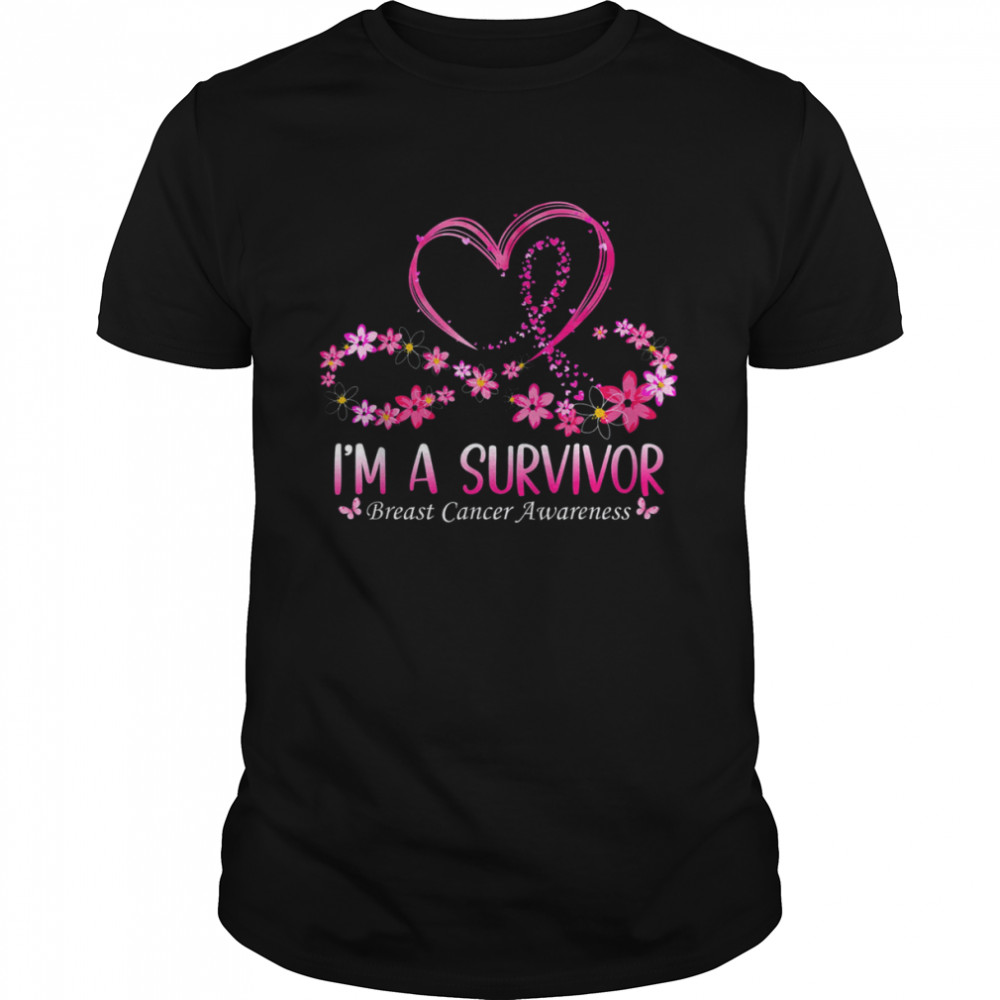 I’m A Survivor Breast Cancer Awareness Pink Ribbon Flower T-Shirt