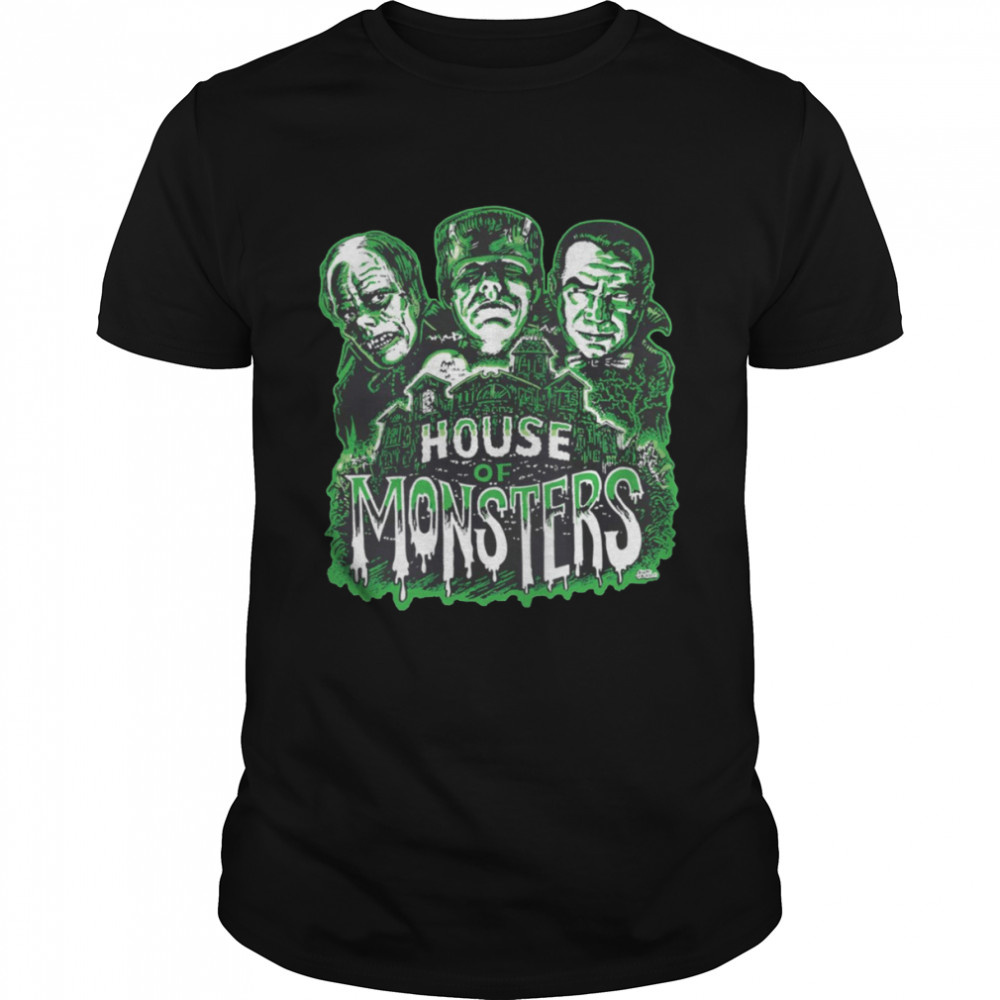 House of Monsters Spooky Halloween Green shirt