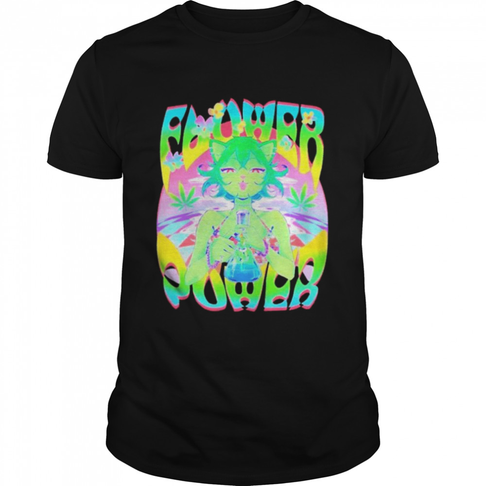 Weed cat flower power shirt