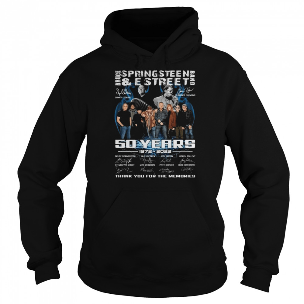50 years 1972-2022 Bruce Springsteen and E Street Band thank you for the memories signatures shirt Unisex Hoodie