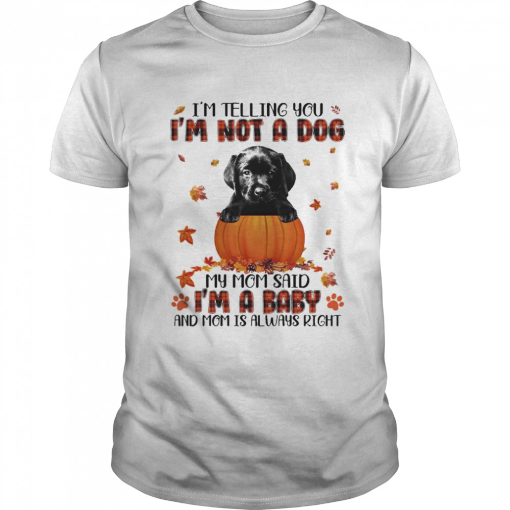 Autumn Baby Black Labrador Pup Halloween I’m Telling You I’m Not A Dog My Mom Said I’m A Baby And Mom Is Always Right Shirt