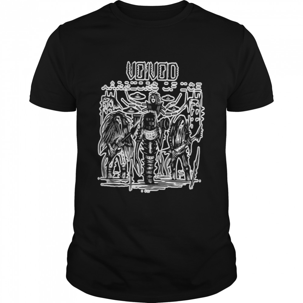 Black And White Chibi Art Voivod Retro Rock Band shirt Classic Men's T-shirt