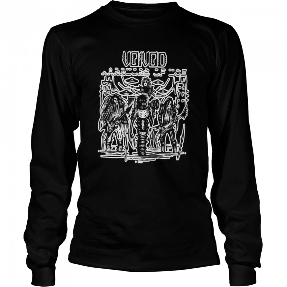 Black And White Chibi Art Voivod Retro Rock Band shirt Long Sleeved T-shirt
