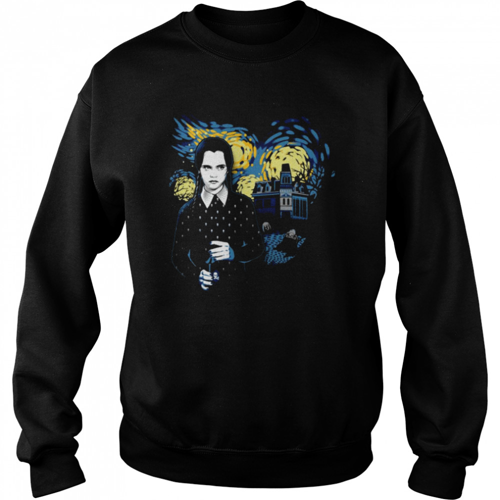 Devil Halloween Face The Addams Family Starry Night Retro Black shirt Unisex Sweatshirt