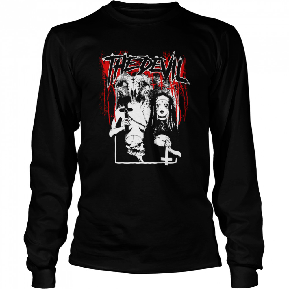 The Devil The Nun Satan Skull Horror shirt Long Sleeved T-shirt
